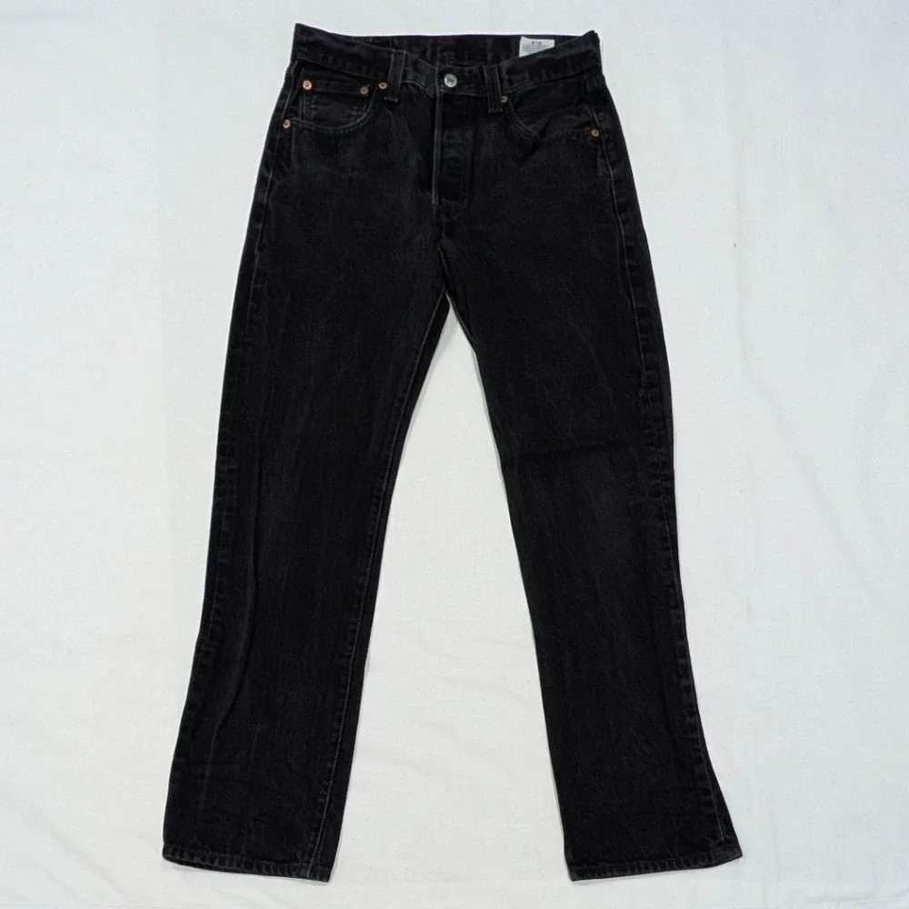 Levi's 501 Original Fit Straight Leg Black Denim Jeans Mens 30x32 Button Fly